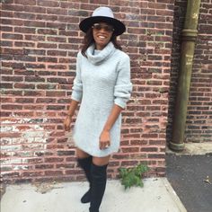 Sweater Dress Cowl Neck Cowl Neck Sweater Dress, Cowl Neck Sweater, Fit N Flare Dress, Gray Dress, Fit & Flare, Cowl Neck, Flare Dress, Jean Coat, Trending Accessories