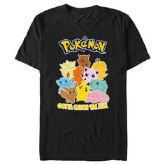 a black shirt with pokemon characters on it