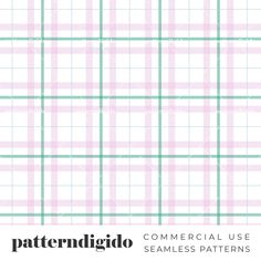 a pink and green plaid pattern with the words,'commercial use seamless patterns '