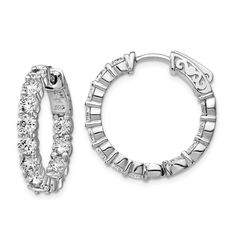 Sterling Silver CZ Hoop Earrings at $ 98.66 only from Jewelryshopping.com White Gold Hoop Earrings, Medium Hoop Earrings, White Gold Hoops, Diamond Hoop Earrings, White Earrings, Fine Jewelry Gift, Fine Jewellery Earrings, Jewelry Earrings Hoops, Selling Jewelry