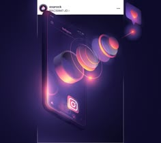 an image of a cell phone with glowing circles coming out of the screen and on top of it