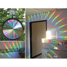 the rainbow window holographic prism hangs on your room's window and during sunlight it spreads reds, oranges, yellows, greens, blues and violets, and violets in your entire room