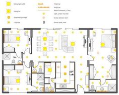 the floor plan for an apartment with two separate rooms and three different areas to each room