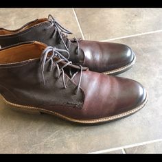 These Shoes Are In Excellent Condition. Top Part Is Suede. Ecco Brand Lace Up Sz 46 Brown Suede High-top Chukka Boots, Brown Chukka Boots, Brown Slip-on Chukka Boots With Stitched Sole, Semi-formal Brown Chukka Boots With Rubber Sole, Brown Lace-up Chukka Boots With Reinforced Toe, Masculine Brown Leather-lined Chukka Boots, Ecco Shoes, Chukka Boots, Shoes Mens