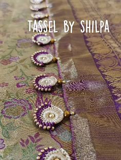 Tassle Designs For Blouse, Embroidery Tassels For Saree, Blouse Dori Hangings With Cloth, Kuchhu Work, Saree Resa New Design, Saree Less Border Design, Saree Gonde New Design