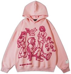 Aelfric Eden Hoodie, Pink Hoodie Outfit, Hiphop Y2k, Hoodies Y2k, Hip Hop Girl Style, Printed Hoodie Men, Hoodie Ideas, Hoodie Cartoon, Aelfric Eden