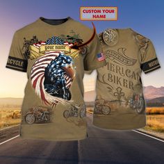 AIO Pride Custom Text American Biker T-shirt For Men And Women All of our T-shirt   are custom-made-to-order and handcrafted to the highest quality standards. Each shirt is constructed from a premium polyester blend that is ultra-soft and incredibly comfortable. Extremely soft to the touch, durable and breathable. Features a specialty high definition heat-dye application that ensures long lasting color vibrancy even after machine washing. Care Instruction: machine wash cold with similar colors, Biker Style Crew Neck T-shirt With Custom Print, Pool Wear, Biker T Shirts, Golf T Shirts, Couple T-shirt, Streetwear Tshirt, T Shirt For Men, Custom Tshirts, Clothing Store