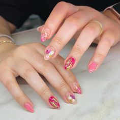 Acrylic Nails Almond Shape, Cute Nail Colors, Natural Acrylic Nails, Korean Nails, Nails Now, Almond Acrylic Nails, Round Nails, Uñas Acrilicas, Pink Acrylic Nails