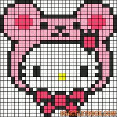 an image of a cross stitch pattern that looks like hello kitty from mario kart