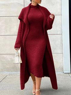 Loose Elegant Plain Long Sleeve Cardigan | stylewe Dresses Coats, Streetwear Fall, Mode Kimono, Elegant Sweater, Turtleneck Long Sleeve, Flannel Women, Looks Street Style, Sweater Dress Midi, Tracksuit Women