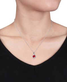 Let love light up your style with this beautiful heart-shaped lab-created ruby and diamond pendant necklace. Classy Earrings, Sapphire Necklace Pendants, Solitaire Earrings, Ruby Pendant, Garnet Pendant, Halo Pendant, Emerald Pendant, Floral Pendant, Bezel Set Diamond