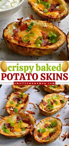 crispy baked potato skins with bacon and green onions