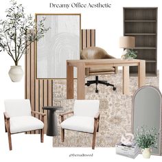 a living room design board with furniture and decor