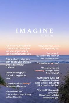 an image with the words imagine on it in front of the ocean and sand dunes