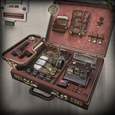 an open suitcase filled with lots of different types of things in it's contents