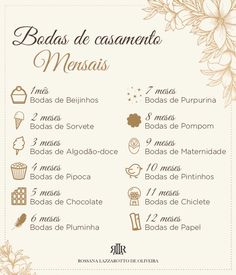 a menu with flowers on it and the words bodas de casomete meas