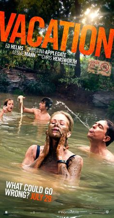 a movie poster for vacation with people swimming in the water