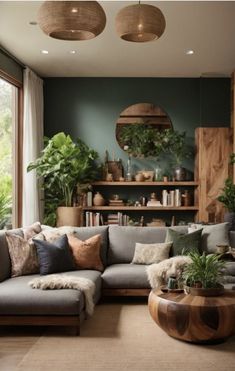 a living room filled with lots of furniture and plants