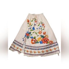 Nwot ~All Sales Final, No Returns, No Exchanges- Spring Multicolor Floral Embroidery Skirt, Bohemian Floral Embroidered Skirt For Vacation, Bohemian Floral Embroidery Skirt For Vacation, Multicolor Folk Skirt For Spring, Relaxed Bohemian Maxi Skirt, Vacation Cotton Skirt With Floral Embroidery, Spring Folk Long Skirt, Long Vacation Skirt, Spring Folk Style Long Skirt