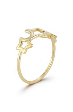 Cutout stars are the focal point of this celestial ring crafted from gleaming 14-karat gold. 14k gold Made in Turkey Celestial Ring, Ring Crafts, Star Ring, Gold Star, Gold Stars, Focal Point, Nordstrom Rack, Fine Jewelry, Nordstrom