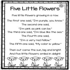 the five little flowers poem for kids