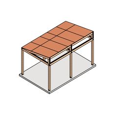 an illustration of a wooden table with two legs and a top that has squares on it