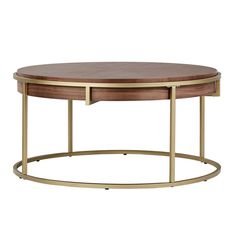 an oval coffee table with metal legs and wooden top