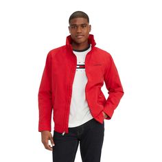 Whether on deck or simply on in-between days, this Men's Tommy Hilfiger TH Regatta Jacket is your sporty solution to inclement weather. Whether on deck or simply on in-between days, this Men's Tommy Hilfiger TH Regatta Jacket is your sporty solution to inclement weather. FEATURES Water resistant Lightweight Attached hood Ribbed hem Long sleeve 2 exterior pocketsFABRIC & CARE 55% Recycled Nylon, 45% Nylon Machine wash Imported Color: Red. Gender: male. Age Group: adult. Tommy Hilfiger Cotton Casual Outerwear, Casual Cotton Tommy Hilfiger Outerwear, Casual Weatherproof Track Jacket, Red Cotton Windbreaker For Outdoor, Red Cotton Casual Track Jacket, Casual Red Cotton Track Jacket, Mens Rain Jacket, Traditional Jacket, Tommy Hilfiger Jackets