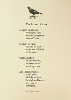 a poem written in black and white with a bird sitting on top of it