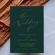 a wedding card with the words, the wedding of serena taylor and prescot brock