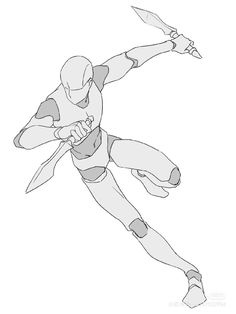 a drawing of a person in the air with a pair of scissor blades