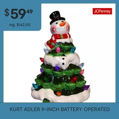 a christmas tree with snowmen and lights on it for $ 59 99 reg $ 42 00