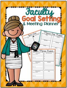 a goal setting and meeting planner with a woman holding a cell phone in her hand