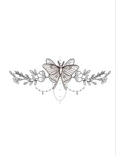 a drawing of a butterfly with flowers on it