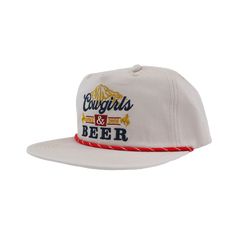 Style number: 0124-MN-HAT-FLAT-COWGIRLS Cream hat 5-panel "Cowgirls & Beer" on front Red rope accent on bill Flat bill Adjustable snapback 100% cotton Southern Men, Cream Hat, Red Rope, Simply Southern, Snapback Hat, Snapback Hats, Fourth Of July, Beer, Cream