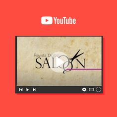 a video screen with the words salon on it and an image of scissors in the background