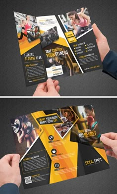 two fold brochure mockup templates with photoshopped images and text