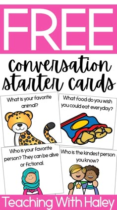 free conversation cards for teaching with kids