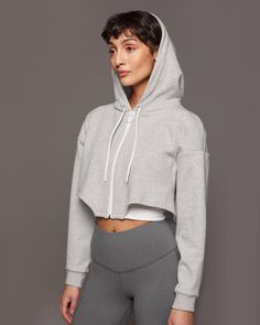 Apres Jacket — MICHI Cropped Zip Up Hoodie, Thermal Fabric, Cropped Zip Up, Crop Top Hoodie, High Intensity Workout, Performance Leggings, Pocket Leggings, Jacket Design, Charcoal Color