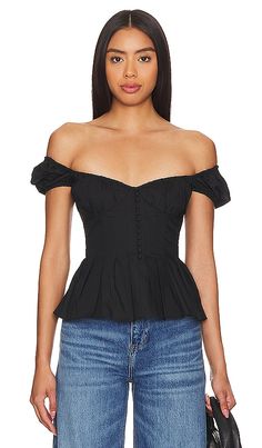 Find BARDOT X Larna Top on Editorialist. Bardot x REVOLVE Larna Top in Black. - size 10 (also in 2, 4, 6) Bardot x REVOLVE Larna Top in Black. - size 10 (also in 2, 4, 6) 100% cotton . Made in China. Hand wash recommended. Hidden back zipper closure. Off the shoulder styling. Front loop button detail. Lightweight poplin fabric with flounce hem. BARD-WS381. 57625TB. Launched in 1996, Australian fashion power house Bardot creates thousands of the hottest fashion styles for women every year. Practi Bardot Blouse, Europe Travel Outfits, Organza Top, Poplin Top, Fashion Marketing, Fall Fits, Australian Fashion, Revolve Clothing, International Fashion