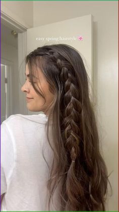 Long Hairstyle With Braids, Braided Hairstyles For Brown Hair, Self Made Hairstyle For Long Hair, How To Style For School, Cute Half Up Braided Hairstyles, How To Do Fluffy Braids, Hairstyle Down With Braid, Hair Down With Braids Hairstyle, Braid Hair Down Styles