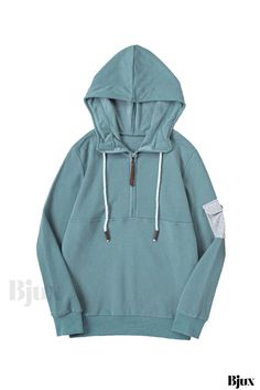 Bjux - Sudadera con capucha y bolsillo con media cremallera, manga larga y diseño de bloques de colores Casual Color Block Hoodie For Outdoor, Casual Outdoor Color Block Hoodie, Color Block Hoodie For Outdoor Fall Activities, Fall Outdoor Color Block Hoodie, Hooded Color Block Hoodie For Outdoor, Color Block Hooded Hoodie For Outdoor, Outdoor Color Block Hooded Hoodie, Patchwork Hoodie, Half Zip