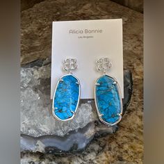 Silver Plated Dangle Stone Earrings . They Have Natural Turquoise Stones . The Length Is 1.8 Inches And Comes With Dust Bag And Box . Bonnie Jewelry, Natural Turquoise Stone, Turquoise Stones, Natural Turquoise, Earrings Color, Silver Blue, Silver Turquoise, Stone Earrings, Turquoise Stone