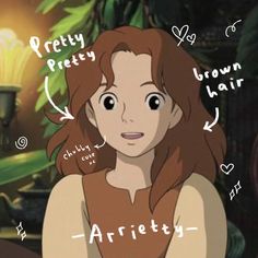 coret coret, ibis paint x, ghibli movie, arrietty, the secret world of arrietty Gihibi Studio, Ghibli Journal, Hijabi Pfp Cartoon, Pretty Brown Hair, Sea Creatures Drawing, Iphone Wallpaper Music, Cute Cat Memes