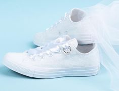 Now all our wedding sneakers with free express shipping upgrade to USA, Canada and Europe : 2-4 business days transit time always.You can have your shoes pretty fast with guranteed transit times by DHL express. New faster production time.Everything is shipped in 1-2 weeks. Made with love for your wedding day by Lovin Bridal - More Wedding shoes at our shop : http://lovincollection.etsy.com Different shoelace colors available - White/Silver , Gold, Rose Gold White Sequin Converse Sneakers, White Low-top Glitter Sneakers For Wedding, White Glitter Shoes, Wedding Sneakers For Bride, Glitter Tennis Shoes, Sequin Converse, Bride Converse, Comfy Wedding Shoes, Glitter Converse, Color Converse