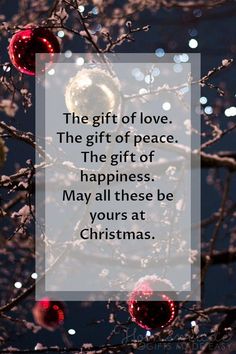 the gift of love is the gift of peace, the gift of happiness, may all these be yours at christmas