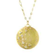 Annie Fensterstock Sapphire and Diamond Disc Pendant (Pendant Only) | - Quadrum Gallery Disc Pendant, Brilliant Cut Diamond, Diamond Cuts, Sapphire, Diamonds