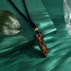 Crystal Necklace Men, Stone Necklace For Men, Crystal Necklace For Men, Men Crystal Necklace, Jade Gemstone Crystal Necklace For Gift, Men’s Crystal Necklace, Green Crystal Amulet Necklace With Natural Stones, Men Tiger Eye Necklace, Rope Weave