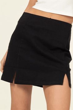 double slit mini skirt Brand: Double Zero Style: DZ22C572 Fabric: 98% COTTON / 2% SPANDEX Details: MY SQUAD HIGH WAIST MINI SKIRT HAVE YOUR LITTLE PARTY IN THIS CUTE AND TRENDY MINI SKIRT FEATURING A HIGH WAIST A RELAXED SILHOUETTE AND A MINI HEM. CHIC SLITS ON THE FRONT ADD A TOUCH. INCLUDES SIDE ZIPPER. IMPORTED. DESIGNED IN THE USA MODEL IS 5' 8" TALL, 33" CHEST, 23" WAIST AND 34" HIPS AND WEARING A SIZE SMALL Fabric WOVEN Made in Imported Mini Skirt Plus Size, My Squad, Kourtney Kardashian Style, High Waist Mini Skirt, Double Zero, Skirt Plus Size, Confident Style, Miniskirt Outfits, Kardashian Style