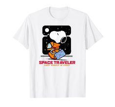 a white t - shirt with an image of a space traveler on it